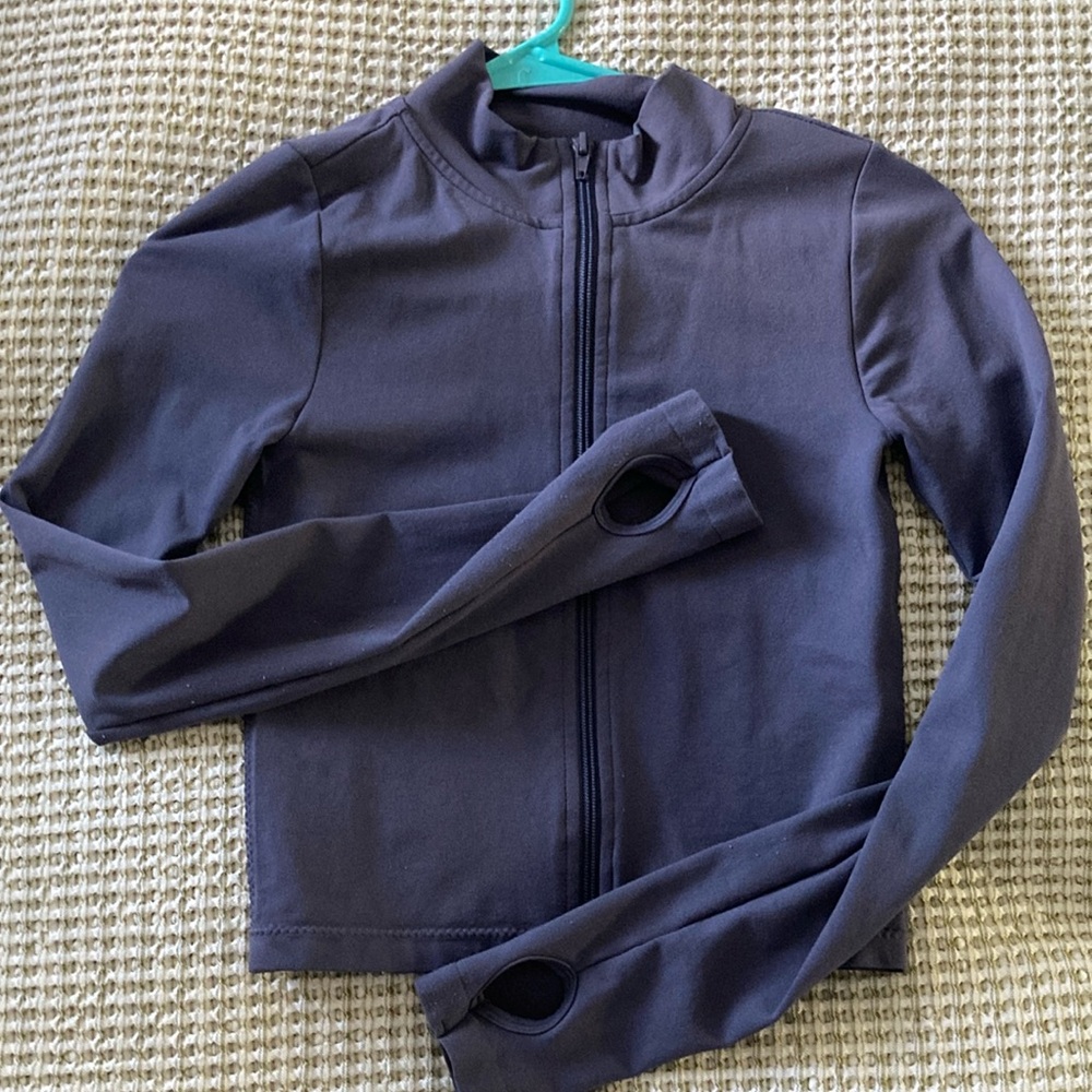 Garage Fitted blue/gray/purple Zippered Sweatshirt with Mandarin Collar